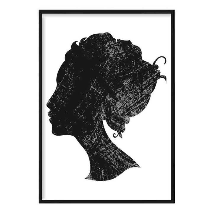 Poster Tête Femme Silhouette Noire pour la vente par Artze Wall Art