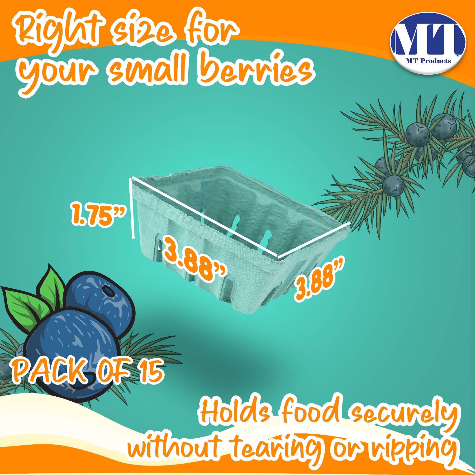 MT Products - Wholesale Fruit Basket - MT Products Green Vented Produce Berry Basket11