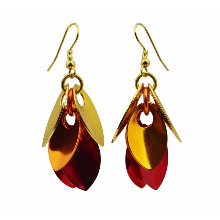 Cascading Leaves Short Earrings - Flame for wholesale by Rebeca Mojica Jewelry