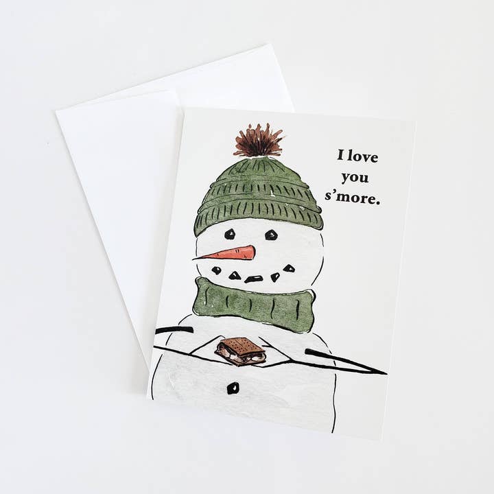 The Painted Pen - Wholesale Love Card - I love you s'more Snowman Card