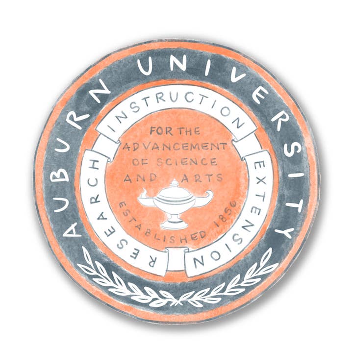 Gracefully Made Art - Wholesale Sticker - Auburn University Seal Sticker, Collegiate, Gameday