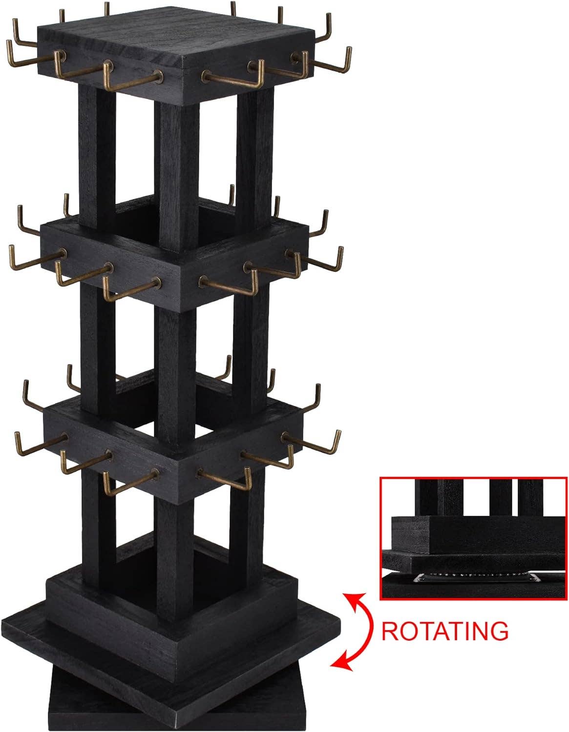 My Beverly Jewelry – Suporte de joias e exposição por atacado – Expositor Giratório para Brincos com 36 Ganchos em Madeira Maciça1