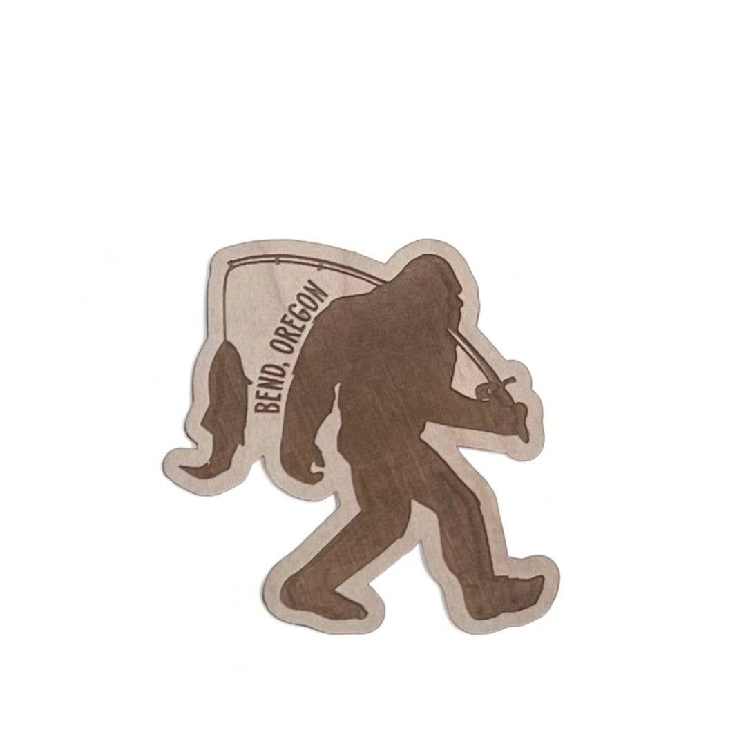 Wild Larch Creative - Wholesale Magnet - Bigfoot Fishing Wooden Magnet-Custom Personalized City/State3