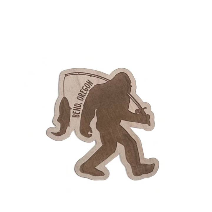 Wild Larch Creative - Wholesale Magnet - Bigfoot Fishing Wooden Magnet-Custom Personalized City/State3