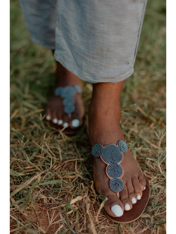 Swahili Coast - Wholesale Sandals – Women's - Posie Slate Beaded Leather Sandal - Flip Flop2