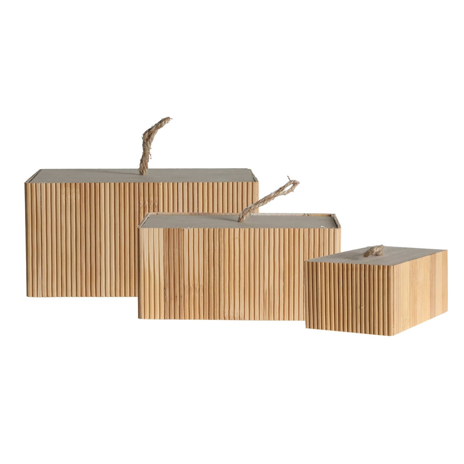 B&B - Wholesale Decoratief doosje - Doos J/3, Van Bamboe, In Lichtbruine Kleur, Van 20X15X10cm0