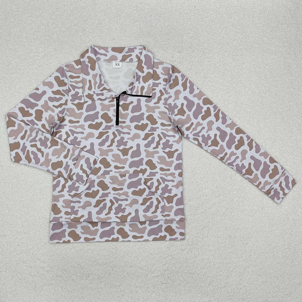 Rosa Clothing - Wholesale Sweatshirt - Women's - Wildness Hunting grey camo duck camo half zip pullover1