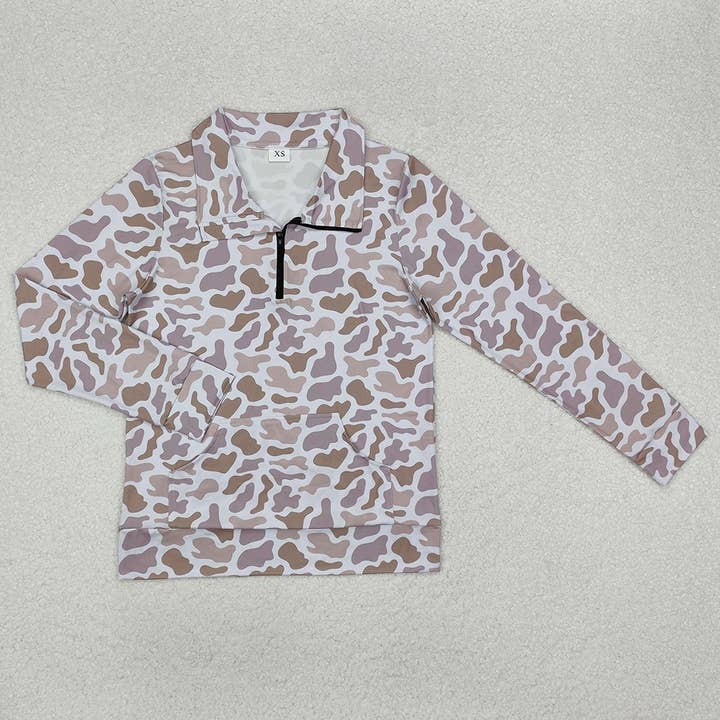 Rosa Clothing - Wholesale Sweatshirt - Women's - Wildness Hunting grey camo duck camo half zip pullover1