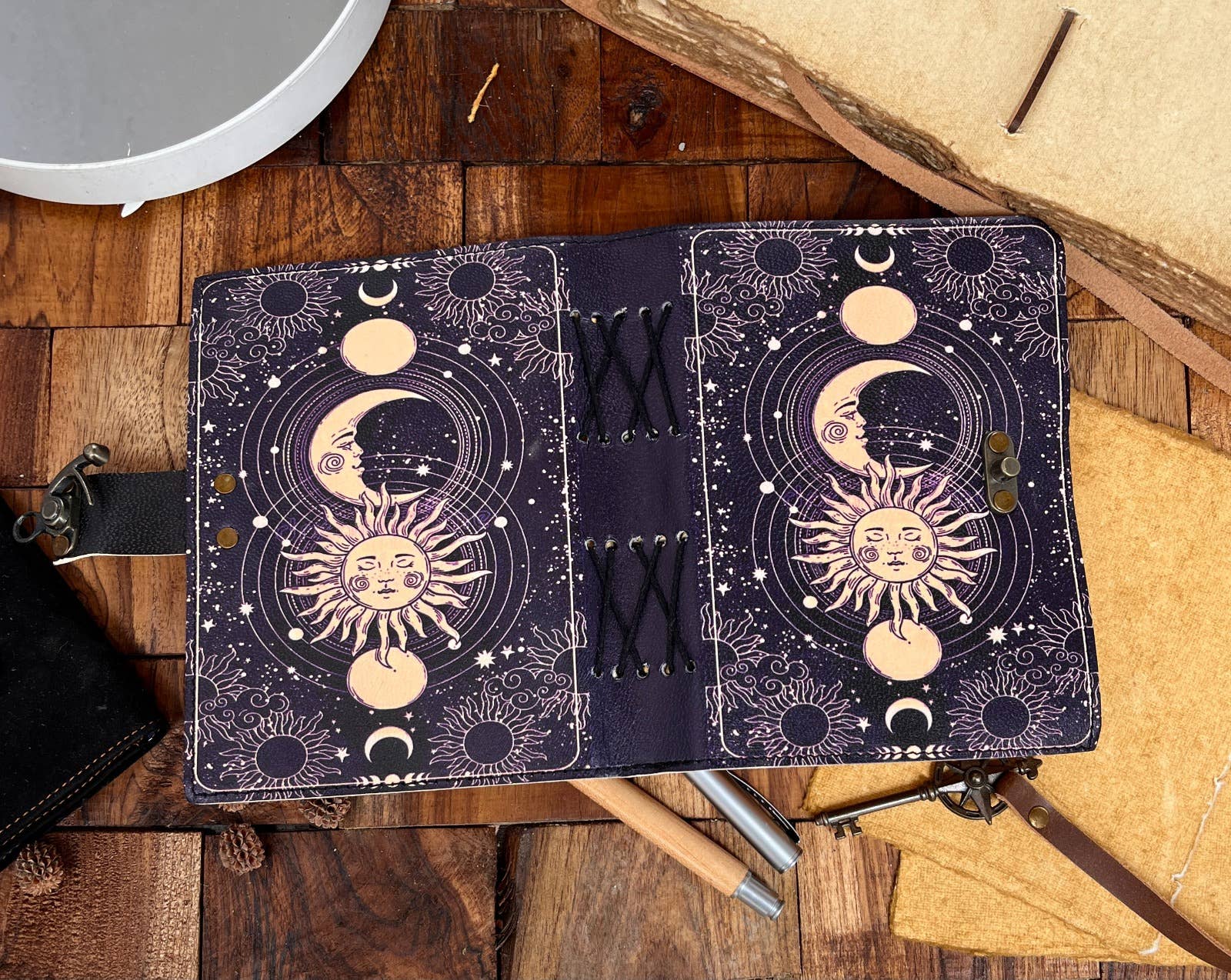 MNM HANDICRAFTS - Wholesale Journal/diary - Sun & moon vintage leather journal wiccan decor spell book1