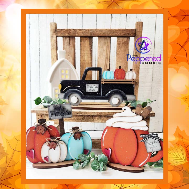 Shelf Sitter - Hello Pumpkin UNFINISHED for wholesale by The Peppered Cookie