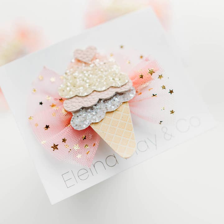 Eleina May and Co - Wholesale Hair clip – Child - Ice Cream - Soft Rainbow2