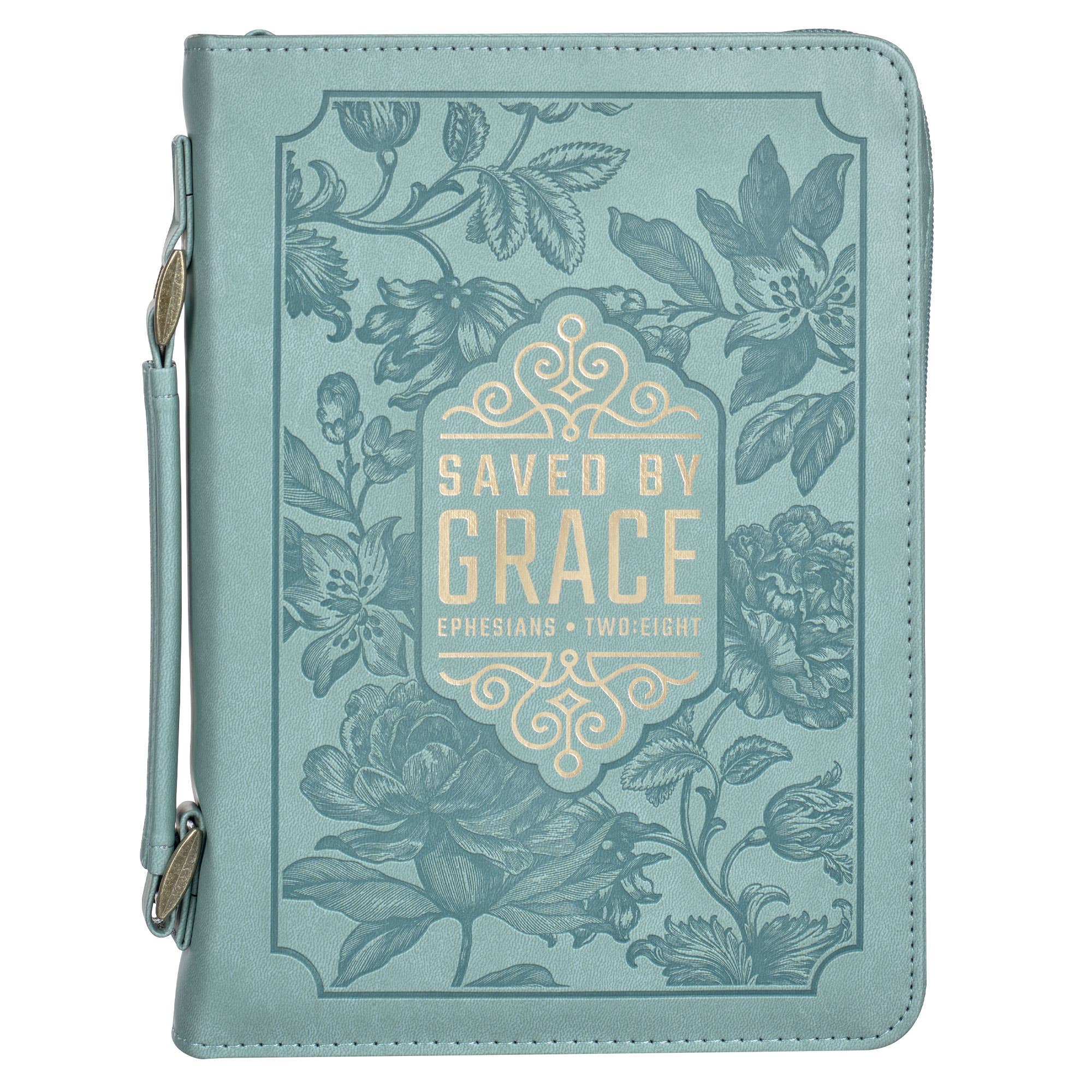 Christian Art Gifts - Wholesale Bible Cover - Bible Cover Fashion Teal Saved by Grace Eph. 2:80