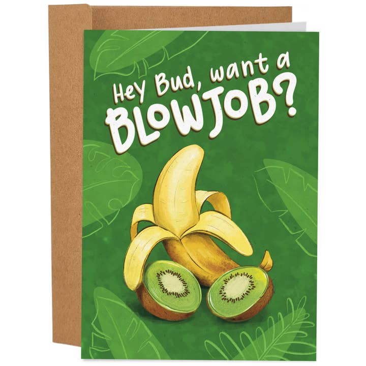 Hey Bud, Want A Blowjob? - LGBTQ+ Gay Birthday Card for wholesale by Sleazy Greetings