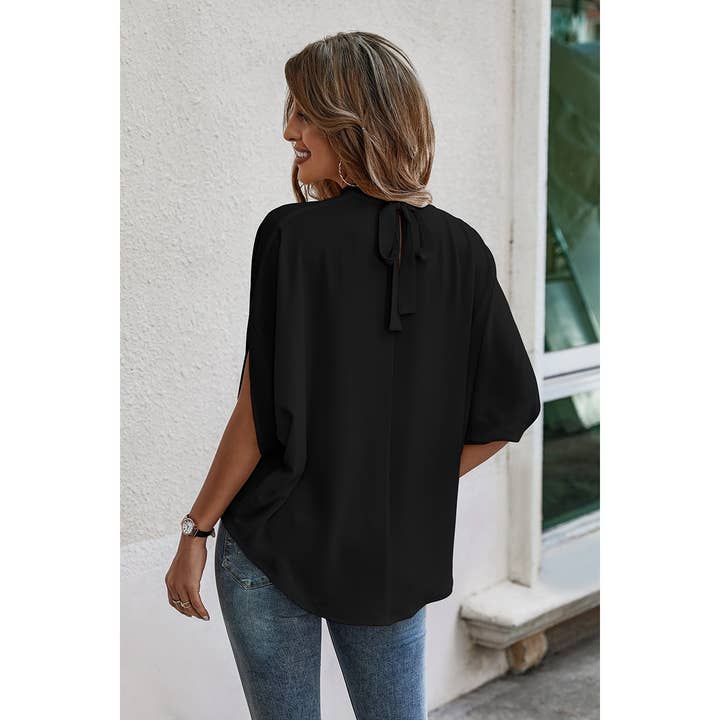 Supreme Fashion - Wholesale Blouse - Women's - Solid Cape Short Sleeve Loose Top