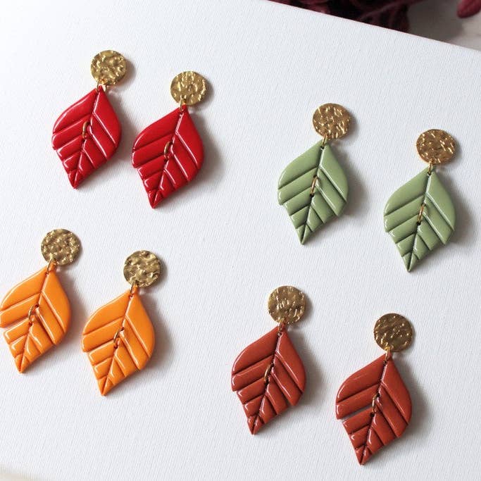 Leaf Earrings, Autumn Earrings, Polymer Clay Earrings for wholesale by Studio Niani