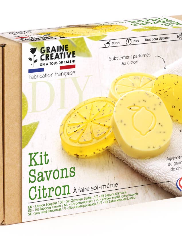 KIT DIY SABONETES LIMÃO & SEMENTES DE CHIA por atacado de Graine Créative