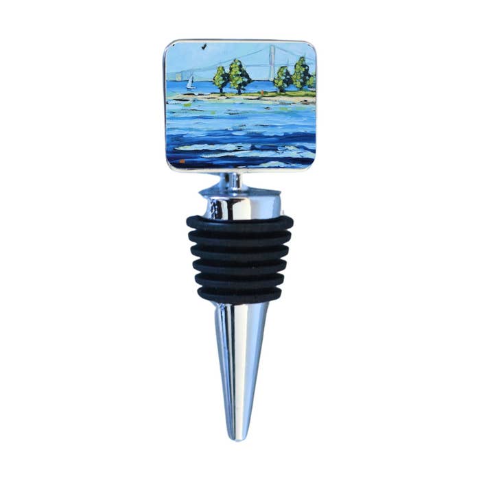 Wine Bottle Stopper: Mackinac Bridge for wholesale by Dreese Fine Art