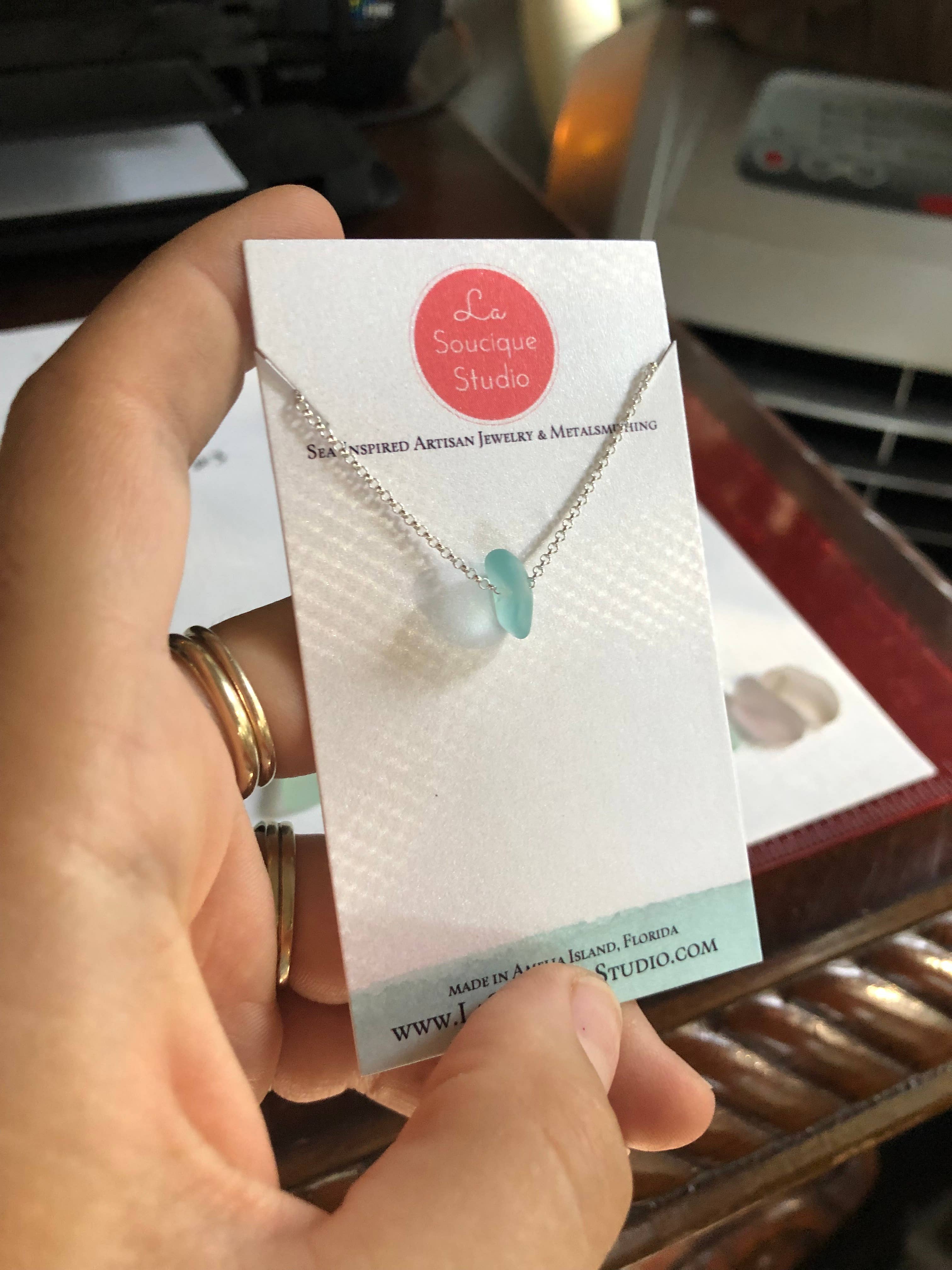 La Soucique Studio Metalsmithing - Wholesale Pendant/Charm Necklace - Perelle Dainty Seaglass Necklace0