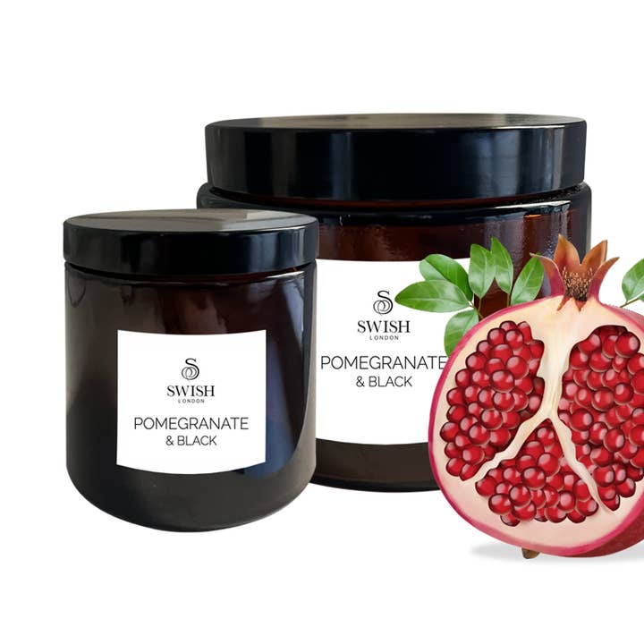 Soja & Kokosvoks Kæledyrsvenligt stearinlys - Granatæble & Sort for engroshandel hos Swish London
