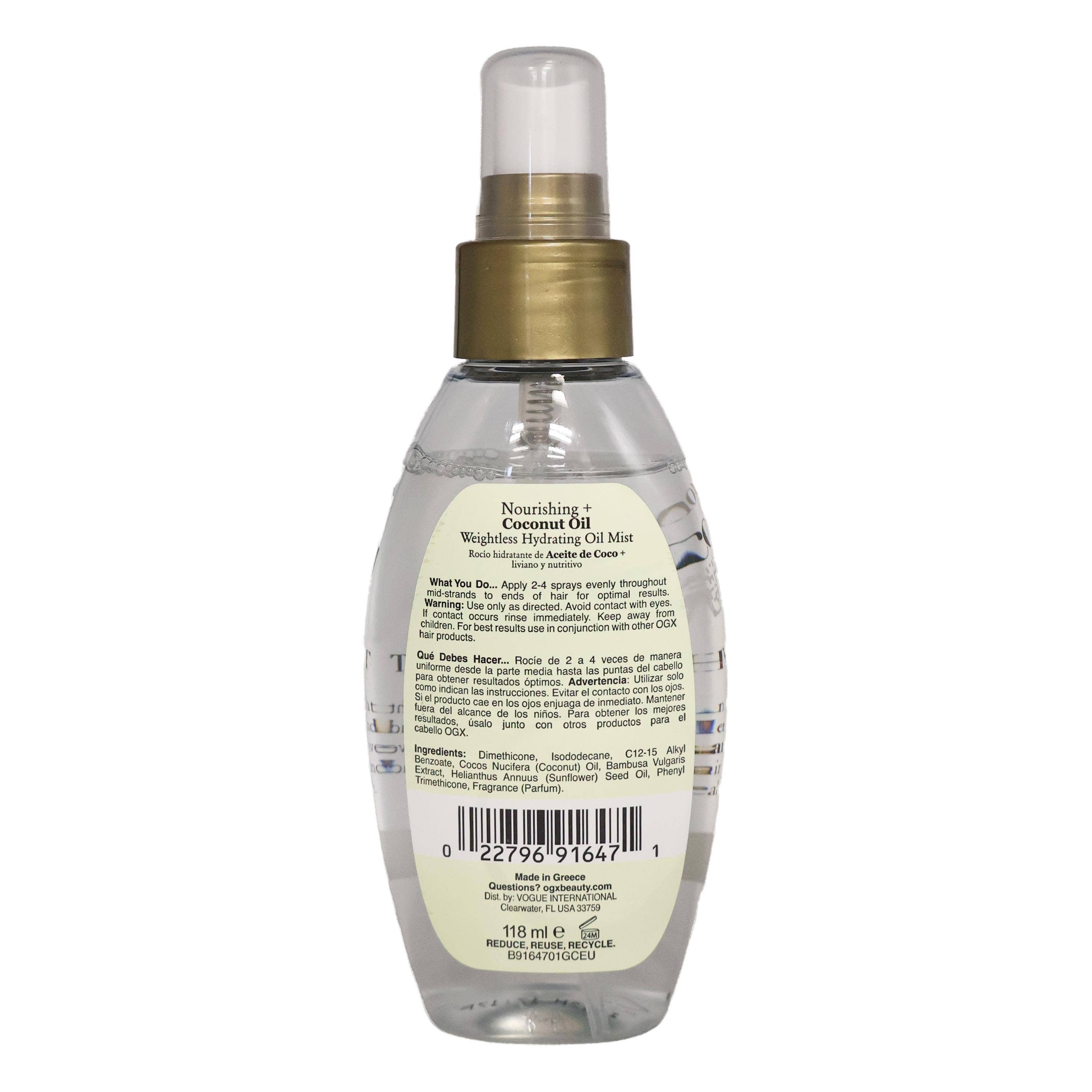 KT Supply - Wholesale Hair Oil - Ogx Coconut Oil Hydrating Oil Mist, 4 Oz.1
