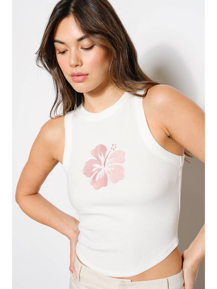 Pretty Garbage - Wholesale Tank Top - Women's - FLOWER EMBROIDERY TANK