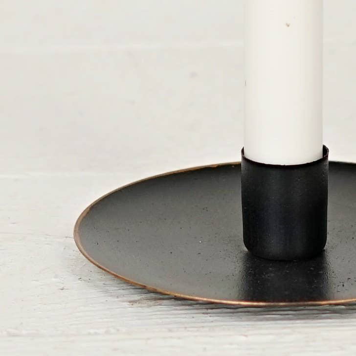 Holiday Depot Inc. - Wholesale Candle Holder - 570766- Black Metal Round Plate Taper Holder-5Dx1.23