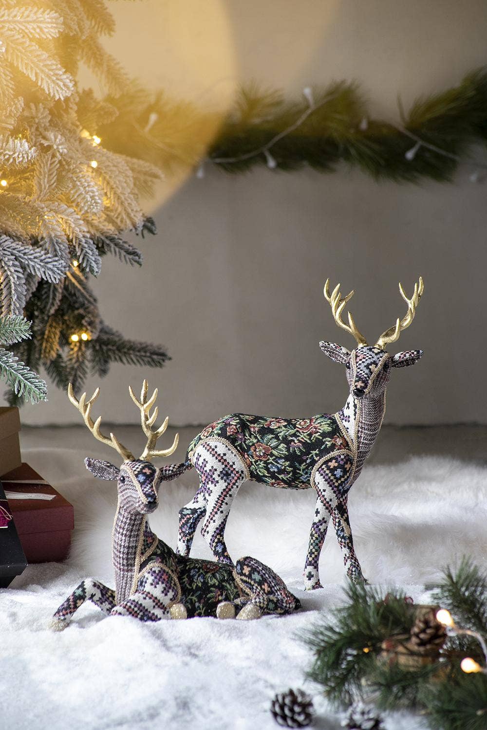 A&B Home Group Inc. - Wholesale Christmas Decoration - 13x6.3x16.5" Majestic Velvet Deer Figurine6