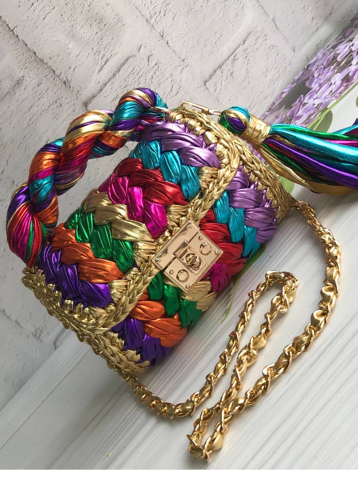 CHQELMetallic LeatherClutch Bag Women Handmade Crochet Purse (Copy) for wholesale by CHQEL