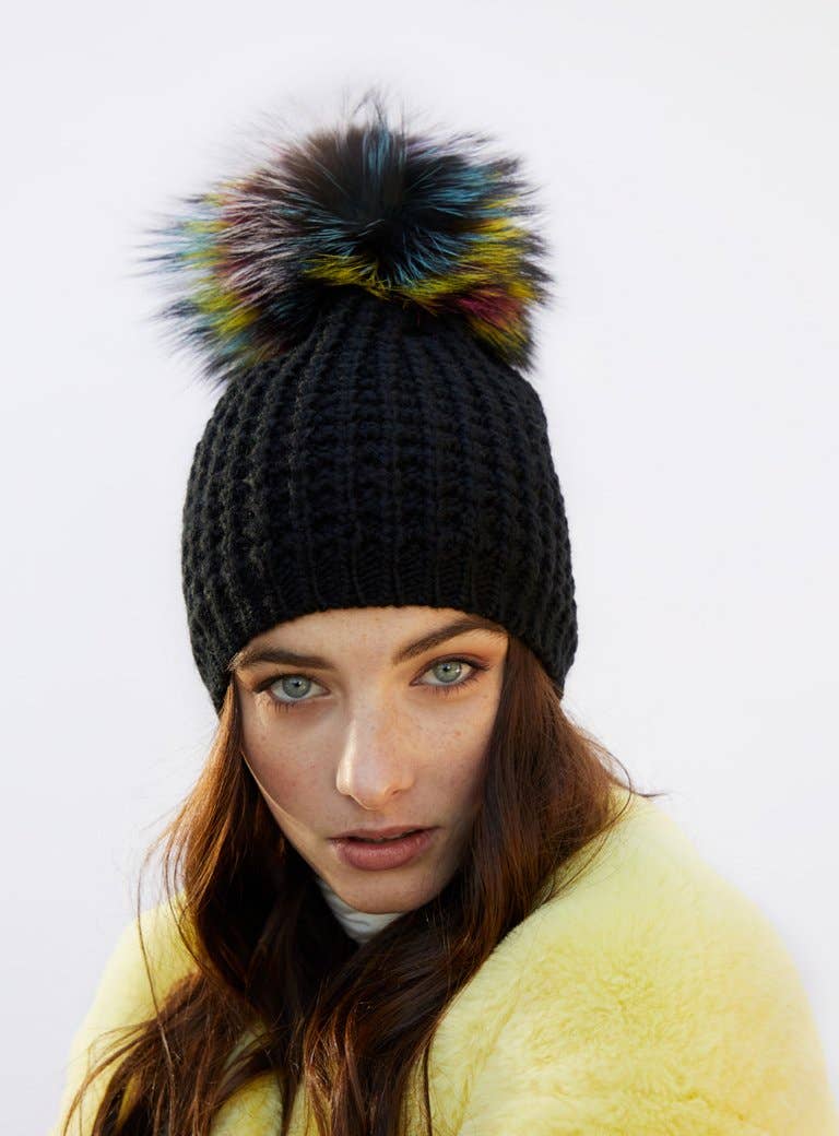 Kyi Kyi - Wholesale Beanie - Women's - Classic Fur - Multi Color Pom30