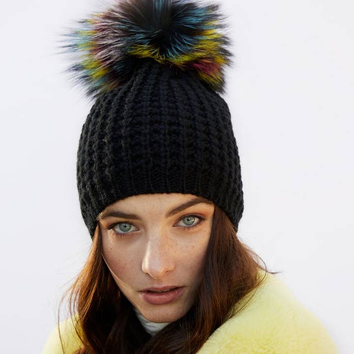 Kyi Kyi - Wholesale Beanie - Women's - Classic Fur - Multi Color Pom30
