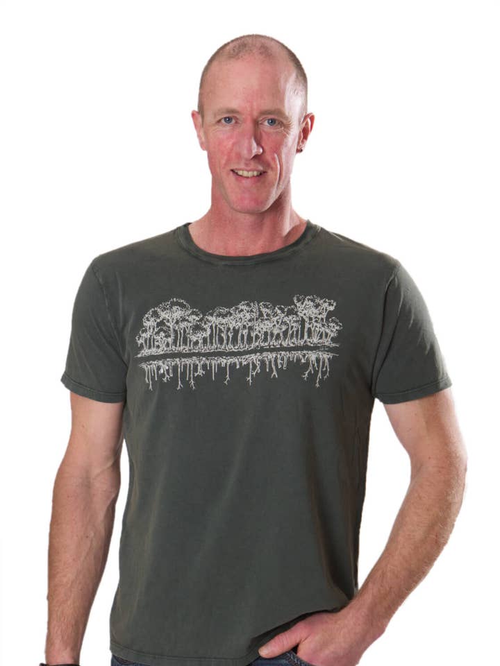 Fairwear mäns ekologisk skjorta, sten tvättad, grön spegel för wholesale av Life-Tree