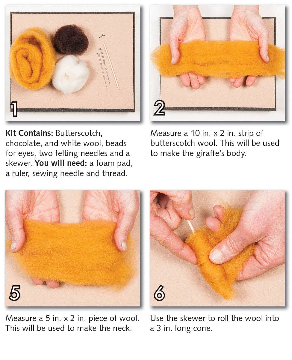 Woolpets - Vendita all'ingrosso Kit per lavoretti fai da te - Kit per infeltrimento a forma di giraffa2