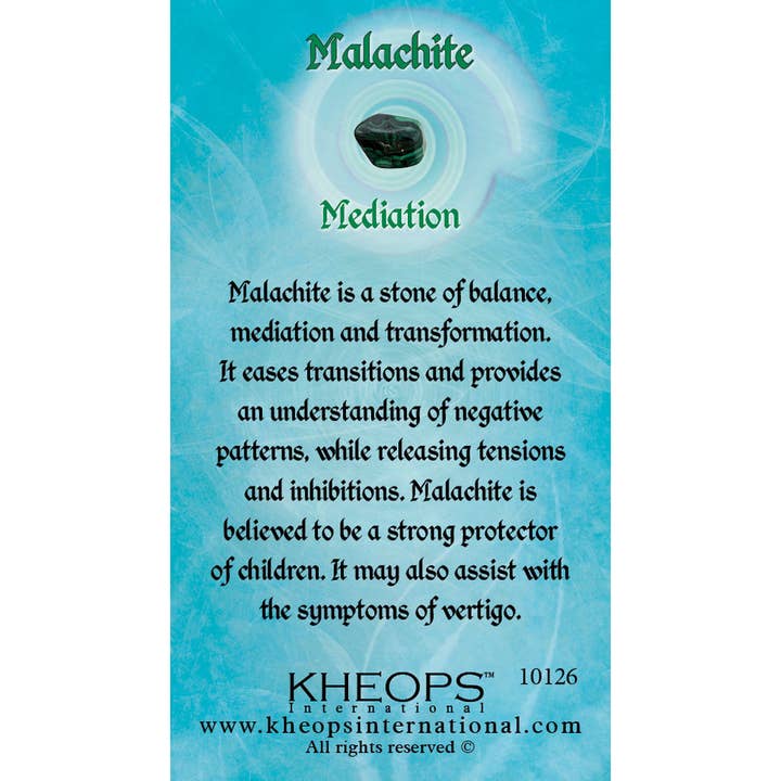 Gemstone Properties Info Card Malachite (Each) for wholesale by Kheops International