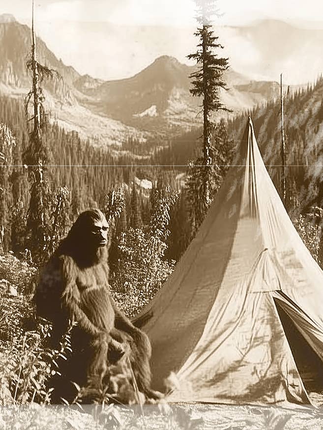 Bigfoot Campground Sighting - Bigfoot Marijuana Prints – 10″x8″ Artwork in 14″x11″ Mat for wholesale by Mowbi