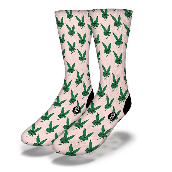 PINK PEACE WEED Fun Weed Socks for wholesale by Savvy Sox