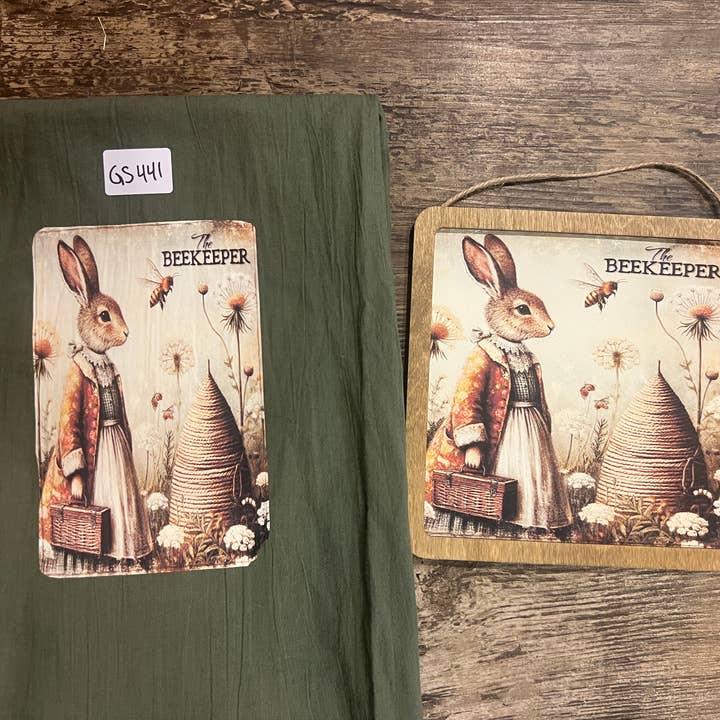 3 Easter 28x28" Towel and 8x8" wooden Plaque Hand made for wholesale by Raggedy Junction