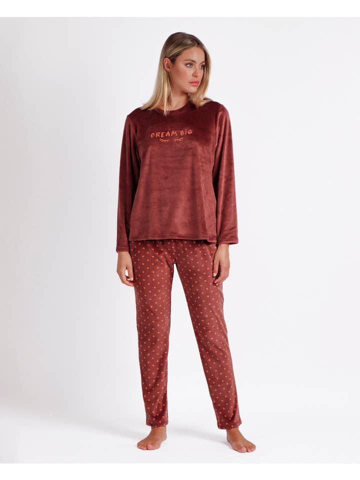 CHOKLAD ADMAS dröm stor långärmad sammet pyjamas för kvinnor för wholesale på Faire