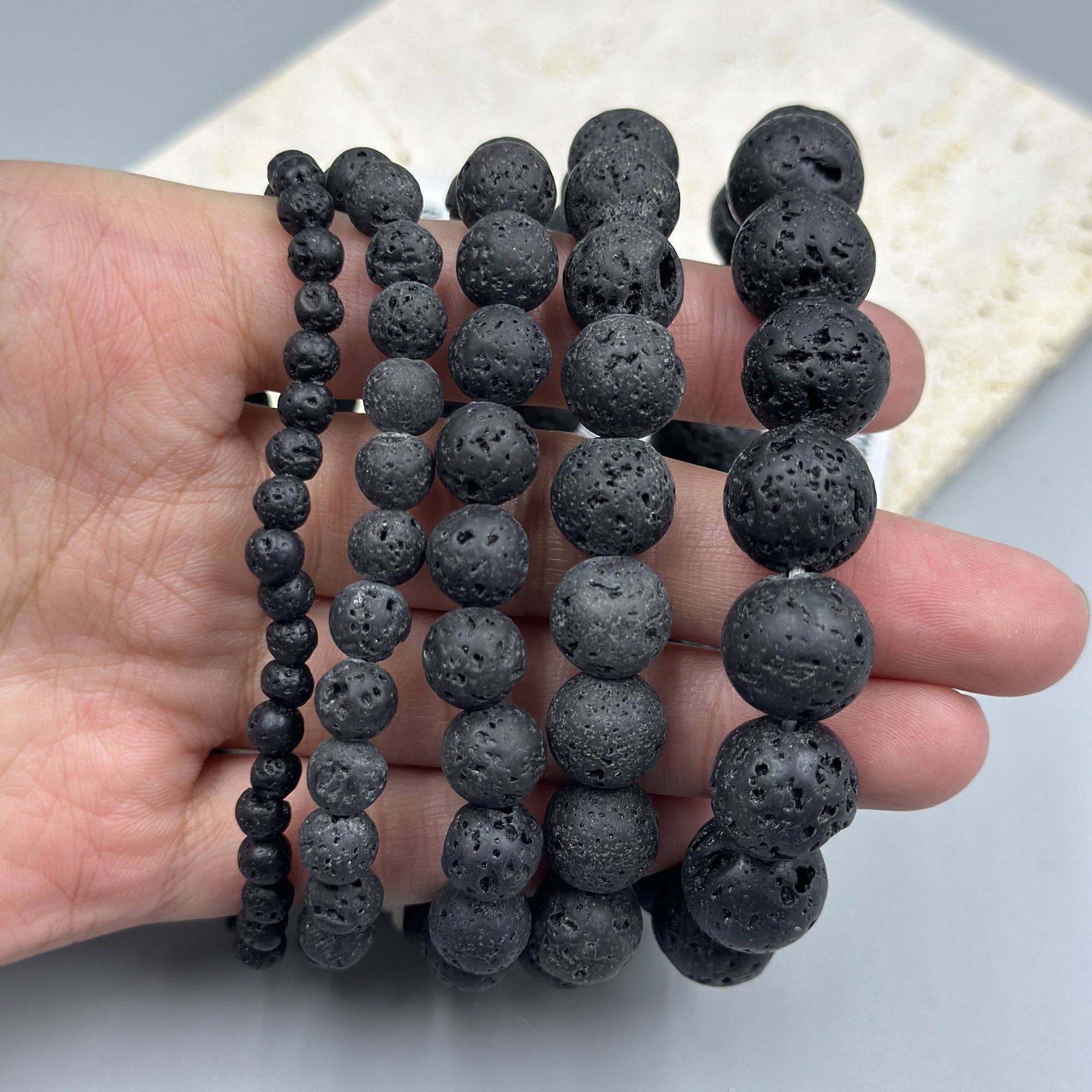 Ole - Wholesale Beaded Bracelet - Lava Stone Stretch Bracelet B1996-10MM5