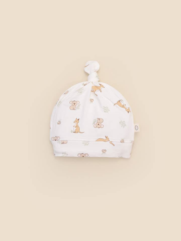 Bamboo beanie - Kangaroo & Koala for wholesale by Lūmmi in Colour Babywear