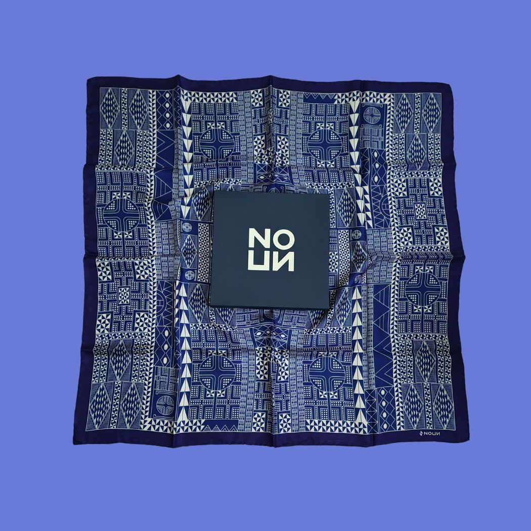 Noun - Wholesale Scarf - Women's - Iki Blue & Red 100% Silk Twill Square 90x90cm1