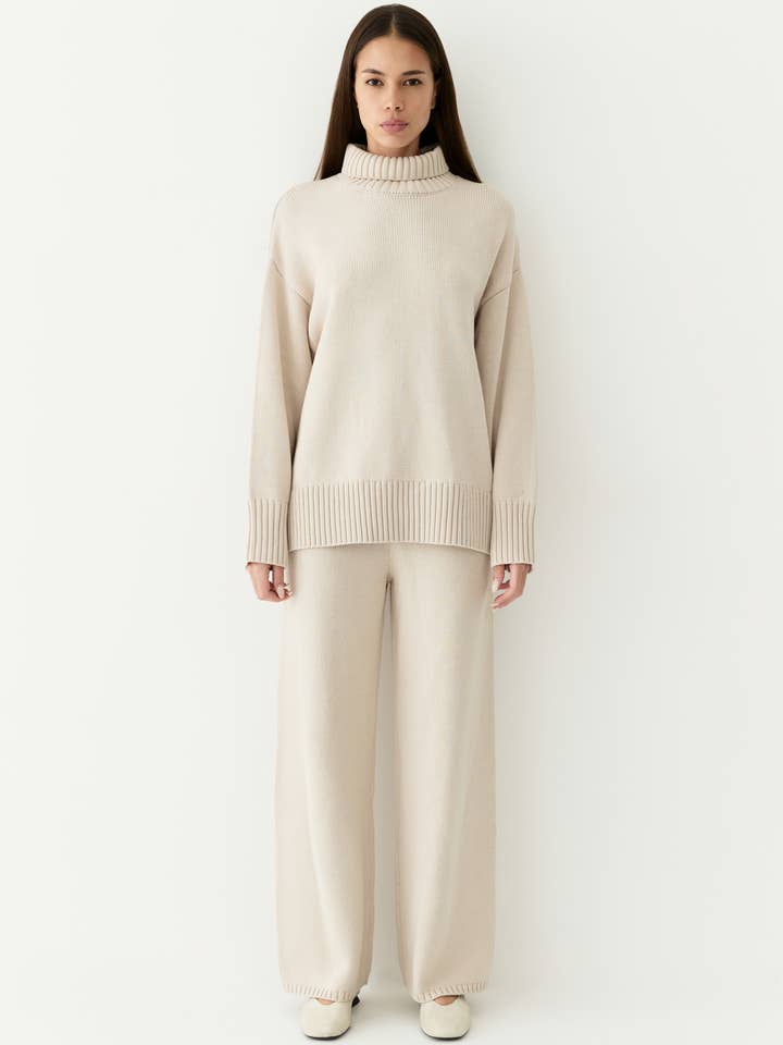 MOD REF - Wholesale Broek - Dames - The Phoebe Pants | Gebreide broek met wijde pijpen9