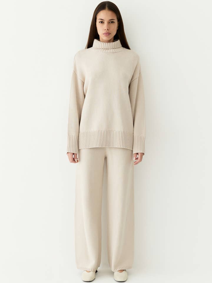 Pantalon The Phoebe | Pantalon à jambes larges en tricot pour la vente par All Row