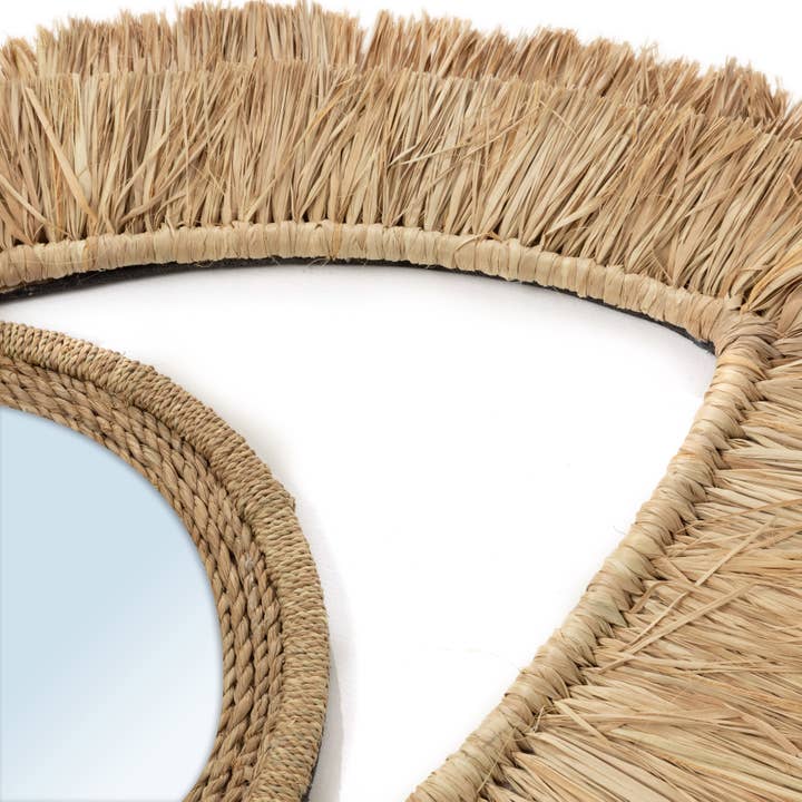 Bazar Bizar Living – wholesale Väggspegel – Raffia ögonspegel - Naturlig - M
