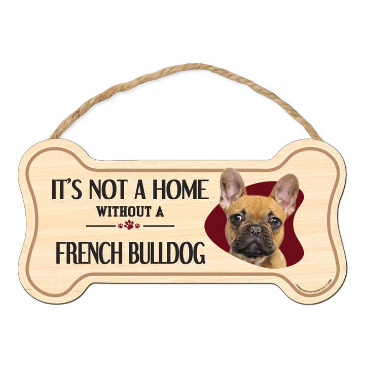 French Bulldog Bone Shaped Wood Sign for wholesale by Imagine This Company