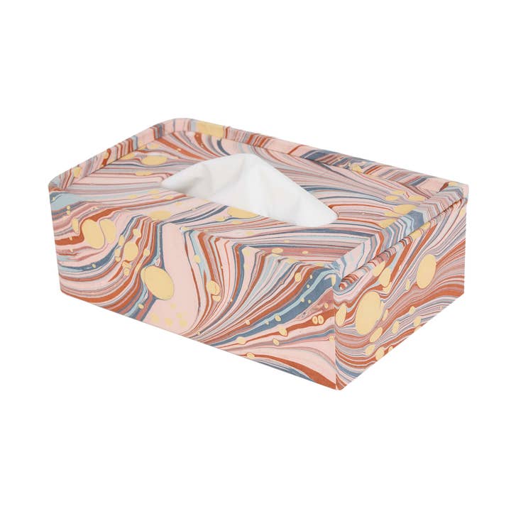 CAJA DE PAÑUELOS RECTANGULAR MARMOLADA - REMOLINO DE FUEGO CREPUSCULAR para venta al por mayor de Craft Boat