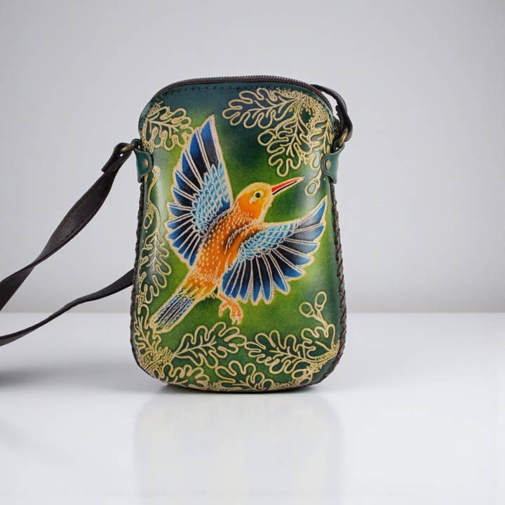 Sunflower Handmade leather inc – wholesale Axelväska - Dam – läder Hummingbird Pouch handväska handväska acrossbody5