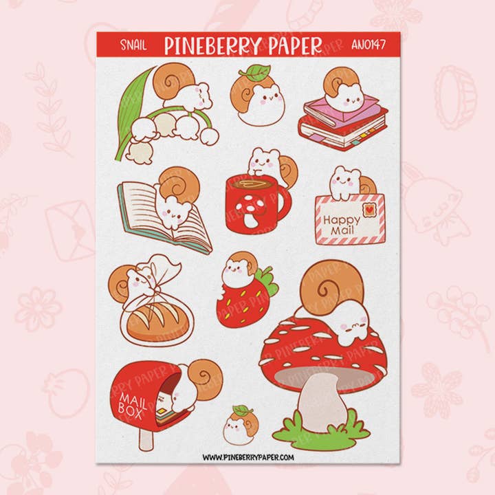 Snail Sticker Sheet for wholesale by Pineberry Paper