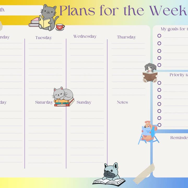 Autumnmist Boutique - Wholesale Notepad - Paws & Pages Weekly Planner Notepad 8.5" x 11" - Bookworm Gift - Notepad3