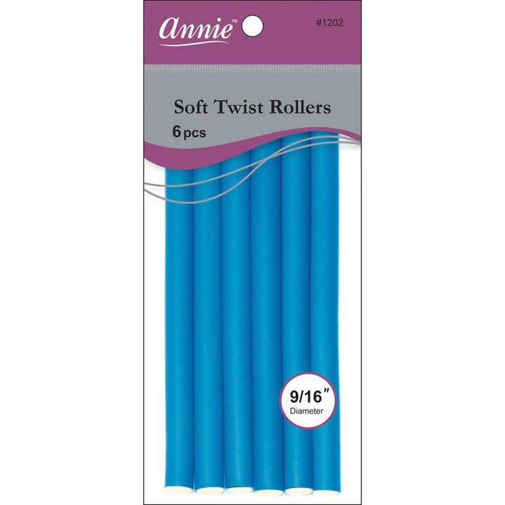 Annie Soft Twist Rollers 7" Blue, 6/PK for wholesale by KT Supply