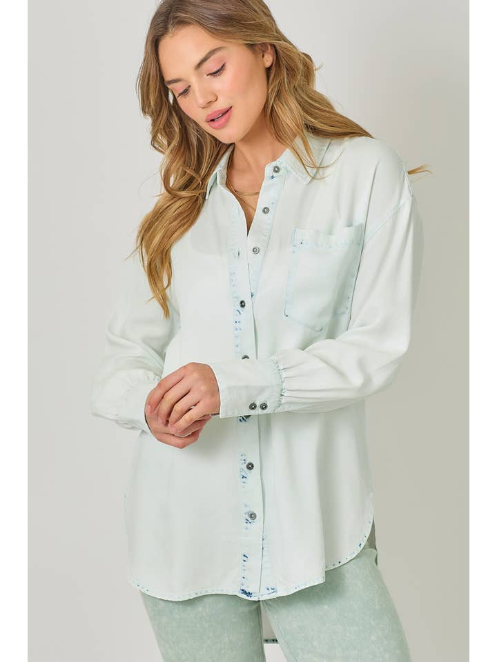 Mystree - Wholesale Button Down Shirt - Women's - 60937 Tencel Oversized Button Up Shirt9